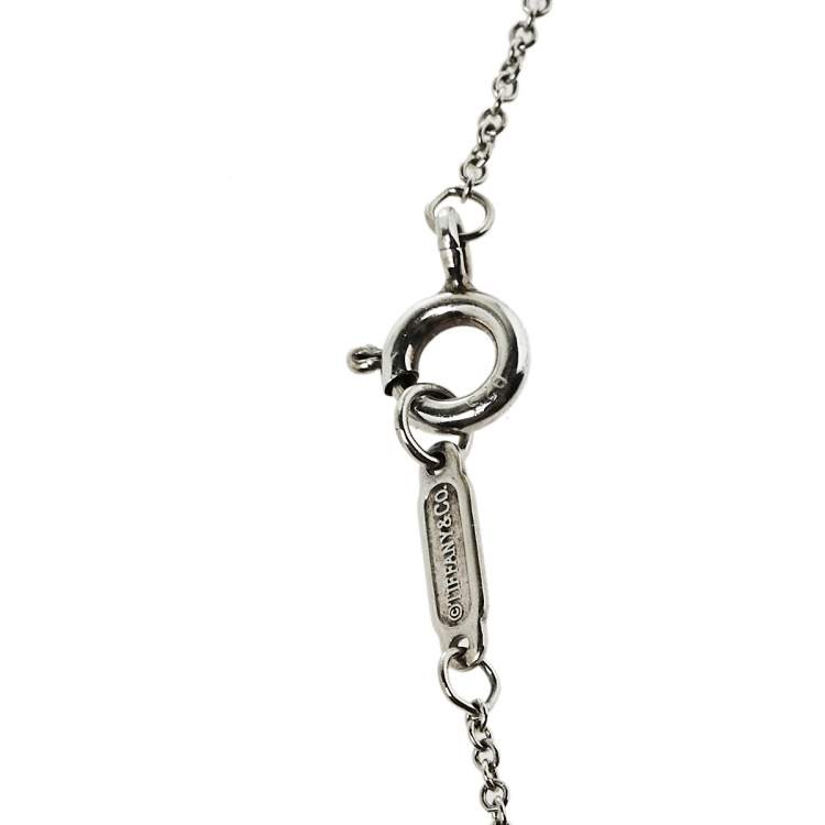 Pre Owned Tiffany & Co. Sterling Silver Heart Tag with Key Pendant Necklace