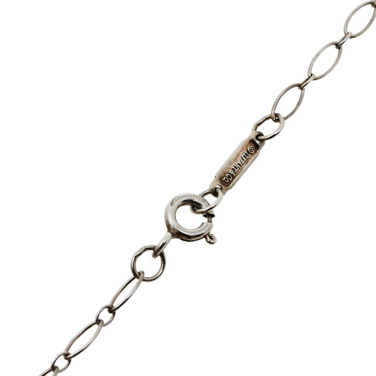 Pre Owned Tiffany & Co. Enamel Silver Knot Key Pendant Necklace