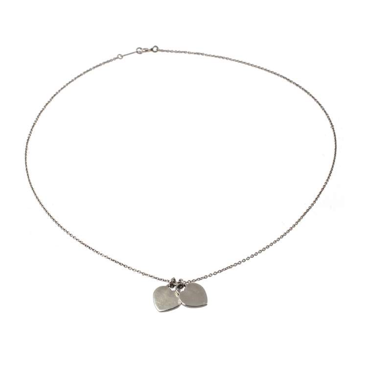 Pre Owned Tiffany & Co. Return To Tiffany Double Heart Tag Pendant Necklace