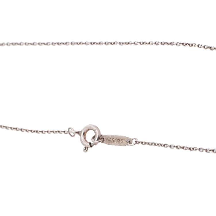 Pre Owned Tiffany & Co. Return to Tiffany Mini Double Heart Tag Silver Pendant Necklace