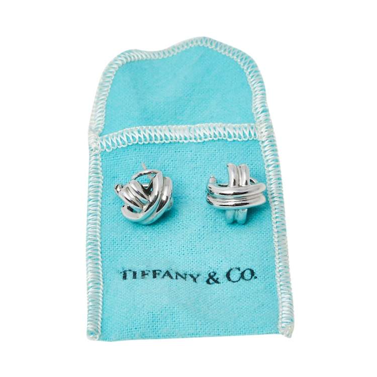 Pre Owned Tiffany &Co. Vintage X Sterling Silver Stud Earrings