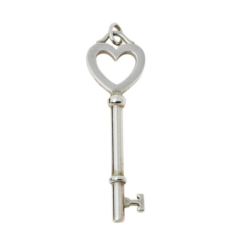 Pre Owned Tiffany & Co. Heart Key Sterling Silver Pendant