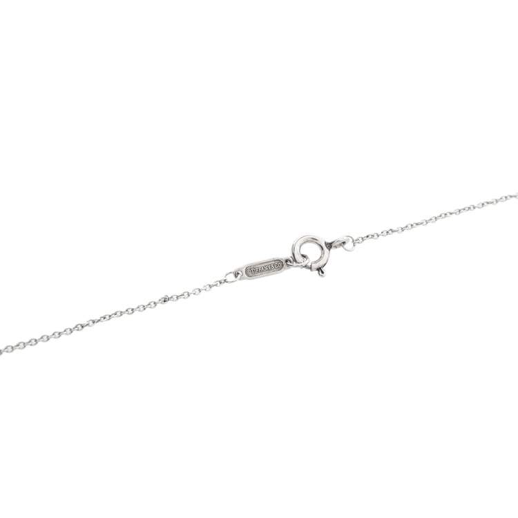 Pre Owned Tiffany & Co. Sterling Silver Enamel Heart Key Pendant Necklace
