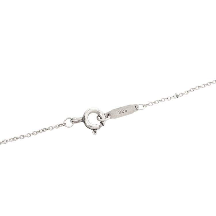 Pre Owned Tiffany & Co. Sterling Silver Enamel Heart Key Pendant Necklace