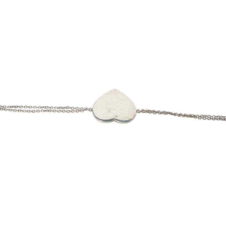 Pre Owned Tiffany & Co. Return To Tiffany Heart Tag Double Chain Sterling Silver Bracelet