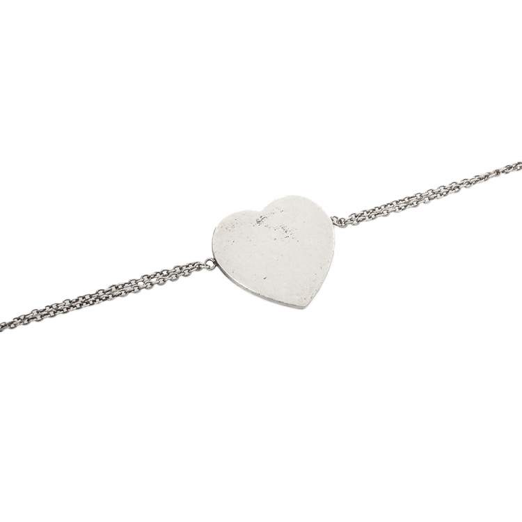 Pre Owned Tiffany & Co. Return To Tiffany Heart Tag Double Chain Sterling Silver Bracelet