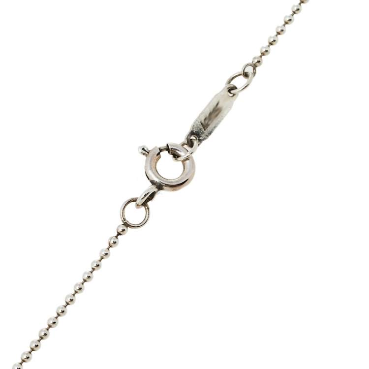 Pre Owned Tiffany & Co. Enamel Beaded Heart Key Silver Pendant Necklace