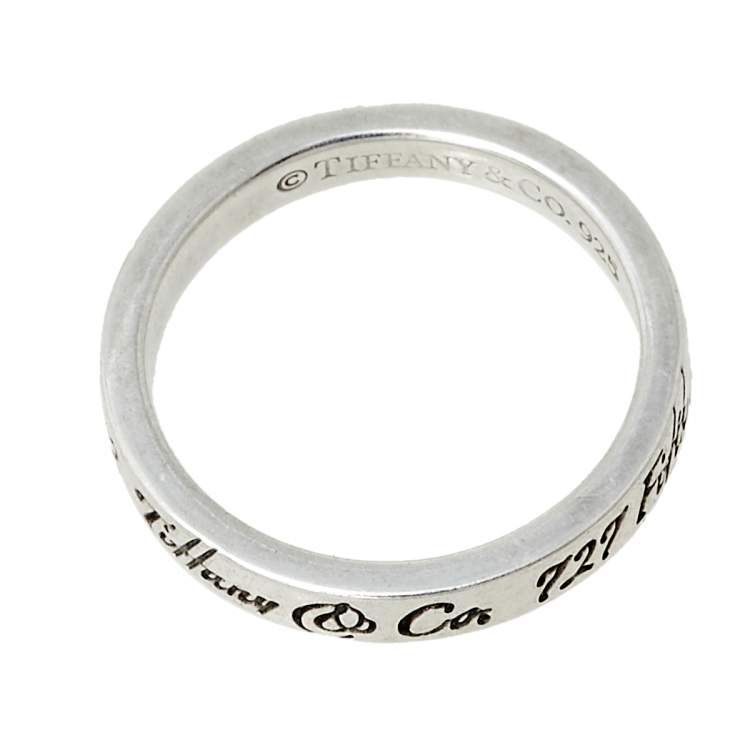 Pre Owned Tiffany & Co. Sterling Silver Notes Narrow Band Ring Size EU 49