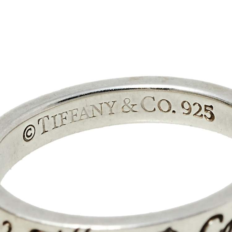 Pre Owned Tiffany & Co. Sterling Silver Notes Narrow Band Ring Size EU 49