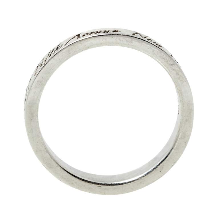 Pre Owned Tiffany & Co. Sterling Silver Notes Narrow Band Ring Size EU 49