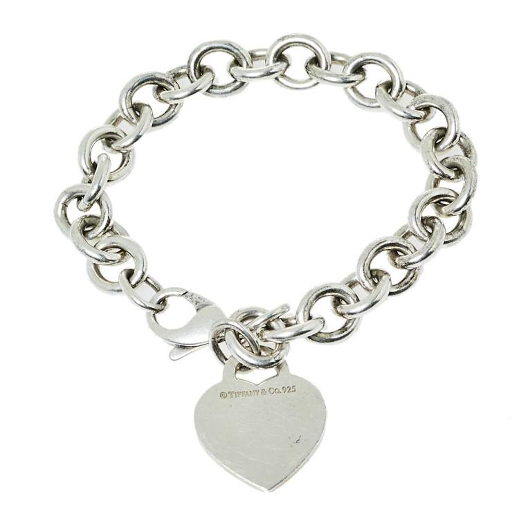 Pre Owned Tiffany & Co. Return to Tiffany Heart Tag Sterling Silver Charm Bracelet 