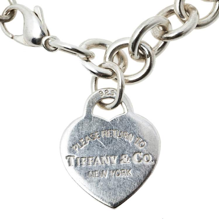 Pre Owned Tiffany & Co. Return to Tiffany Heart Tag Sterling Silver Charm Bracelet 