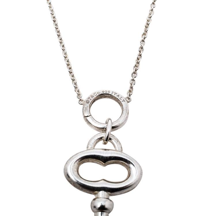 Pre Owned Tiffany & Co. Oval Key Sterling Silver Pendant Necklace