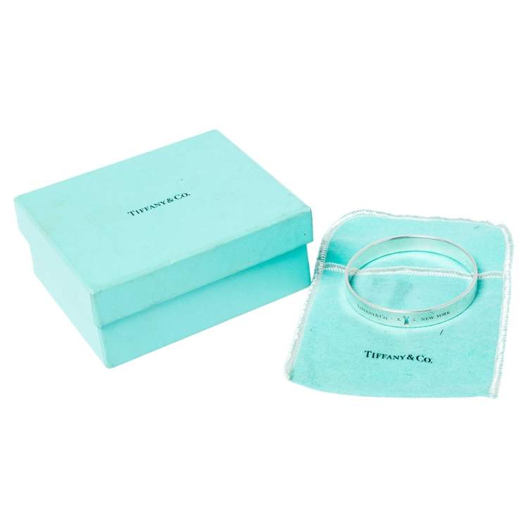 Pre Owned Tiffany & Co. Locks Diamond Sterling Silver Bangle Bracelet