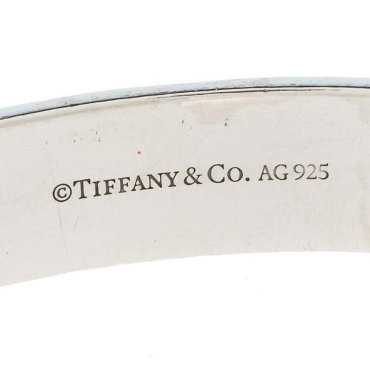 Pre Owned Tiffany & Co. Locks Diamond Sterling Silver Bangle Bracelet