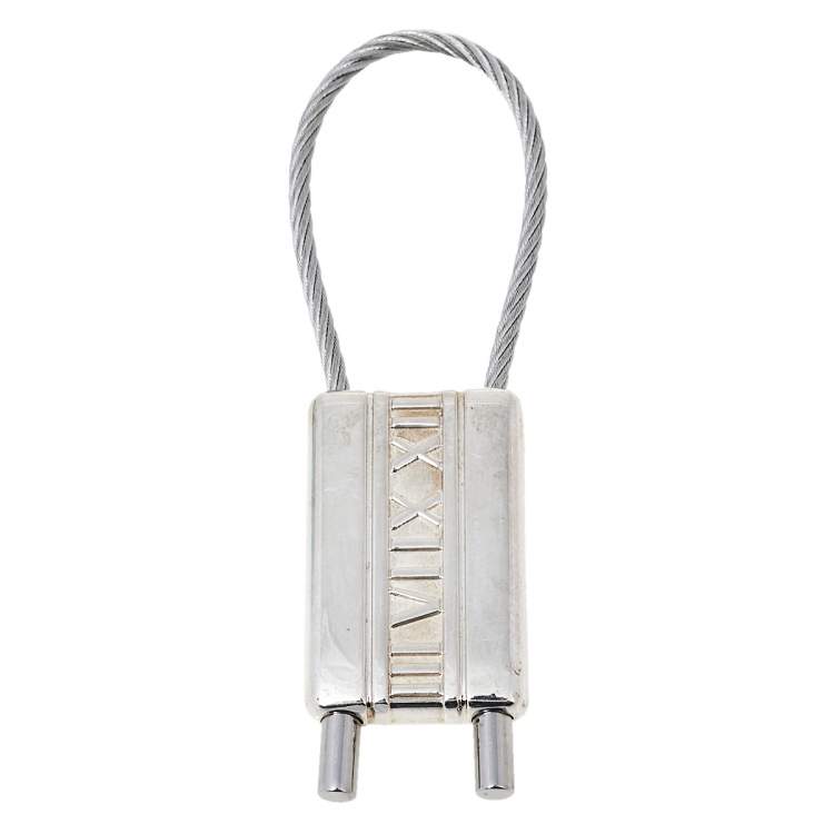 Pre Owned Tiffany & Co. Silver Roman 925 Sterling Atlas Numeral Key Ring