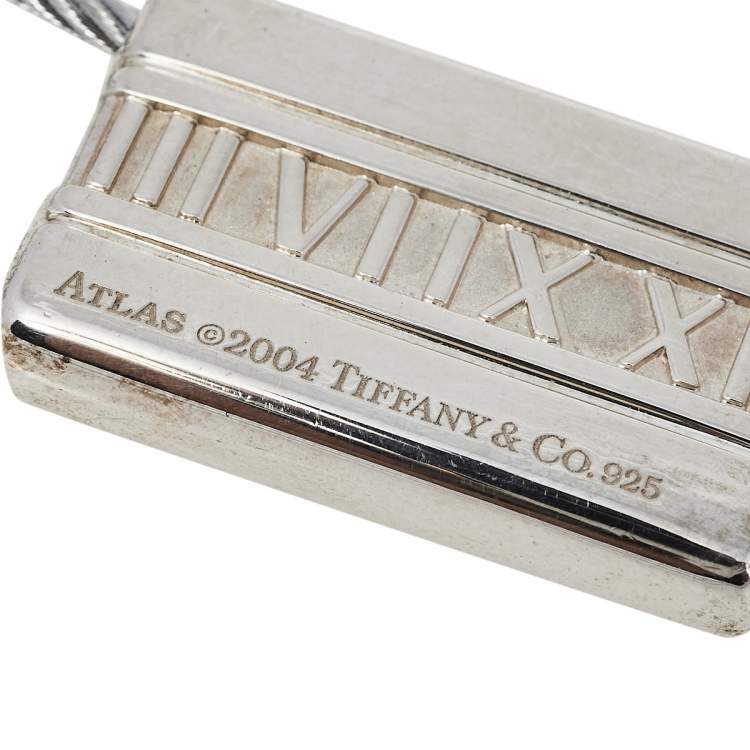 Pre Owned Tiffany & Co. Silver Roman 925 Sterling Atlas Numeral Key Ring