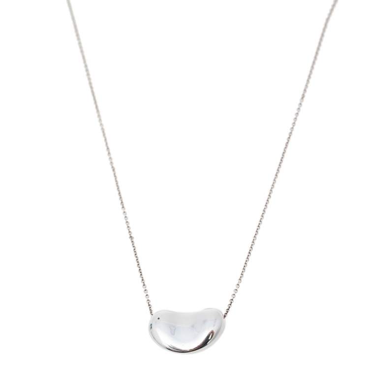 Pre Owned Tiffany & Co. Elsa Peretti Bean Sterling Silver Pendant Necklace