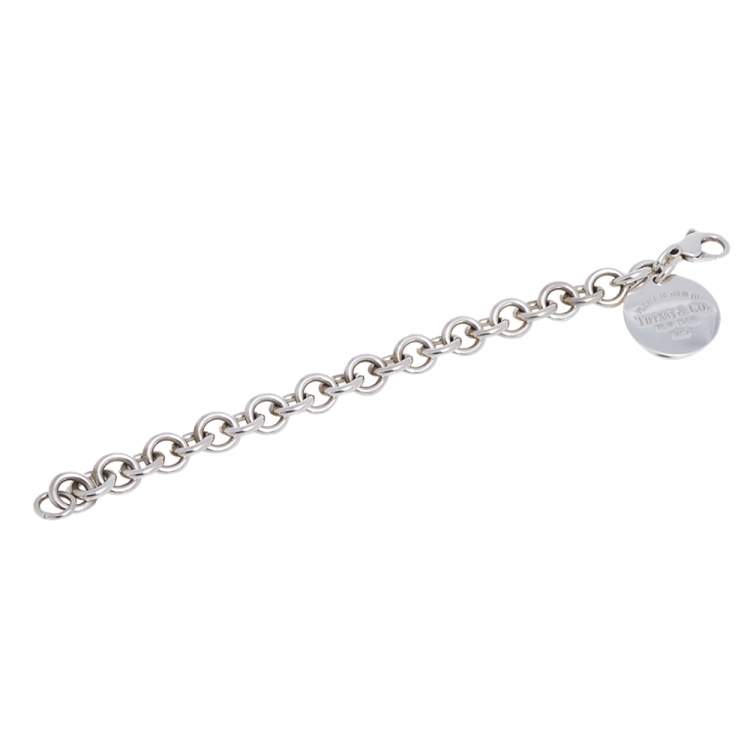 Pre Owned Tiffany & Co. Return to Tiffany Round Tag Sterling Silver Charm Bracelet