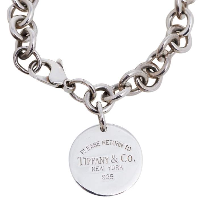 Pre Owned Tiffany & Co. Return to Tiffany Round Tag Sterling Silver Charm Bracelet