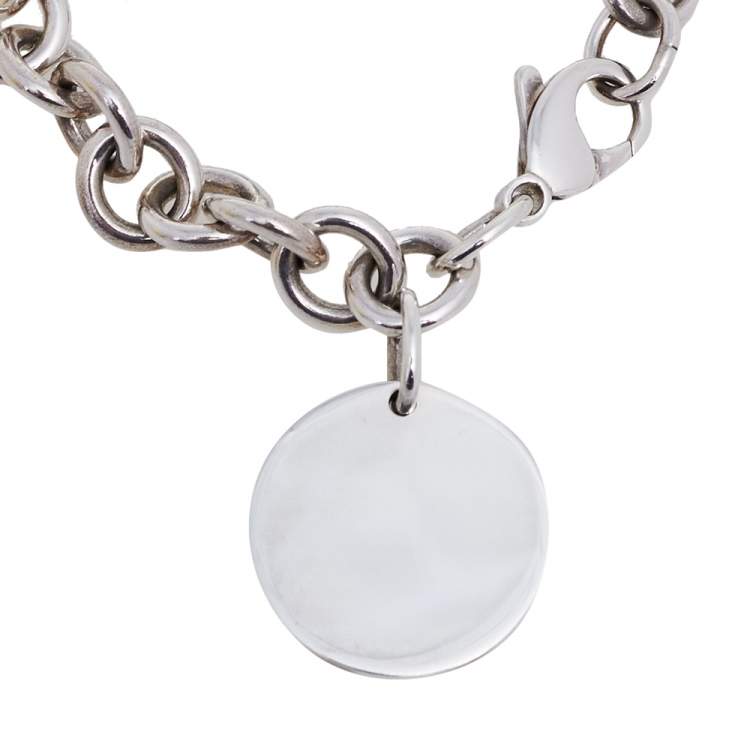 Pre Owned Tiffany & Co. Return to Tiffany Round Tag Sterling Silver Charm Bracelet