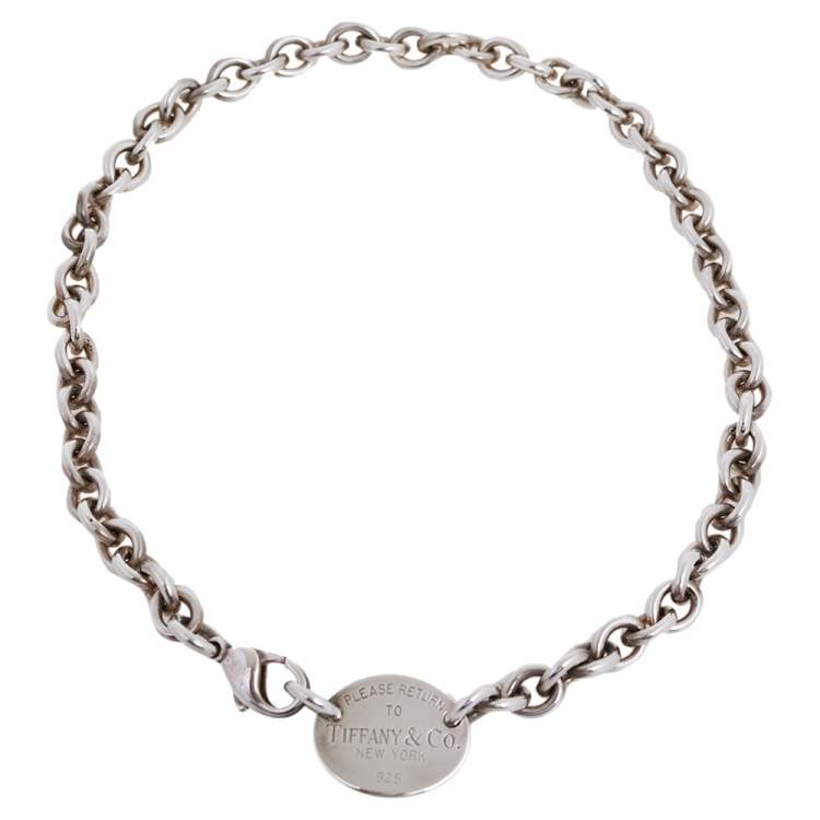 Pre Owned Tiffany & Co. Return to Tiffany Oval Tag Choker Necklace