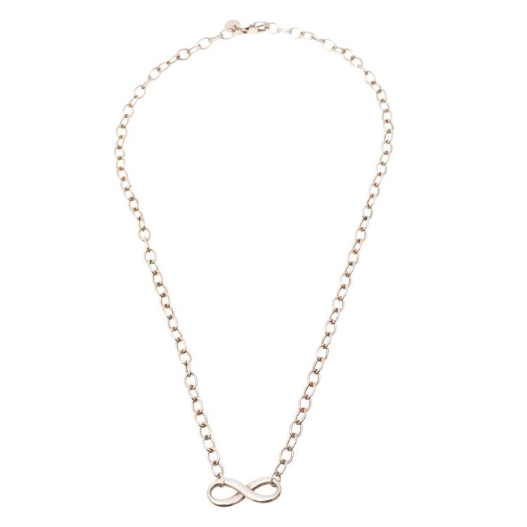 Pre Owned Tiffany & Co. Infinity Sterling Silver Pendant Necklace 