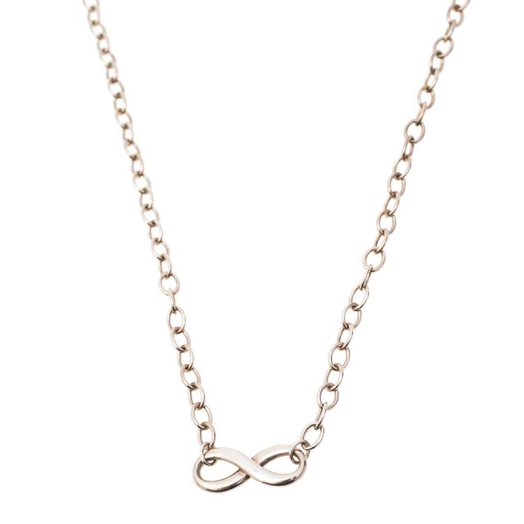 Pre Owned Tiffany & Co. Infinity Sterling Silver Pendant Necklace 