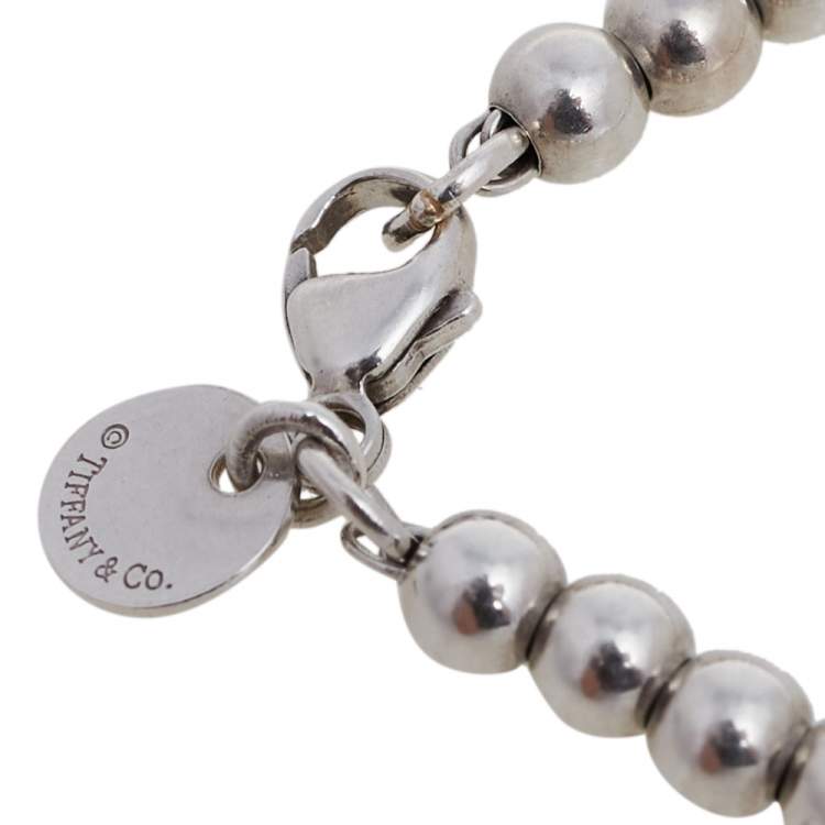 Pre Owned Tiffany & Co. Return To Tiffany Heart Tag Enamel Silver Bead Bracelet