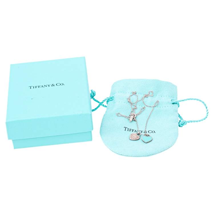 Pre Owned Tiffany & Co. Return To Tiffany Blue Double Heart Tag Pendant Necklace
