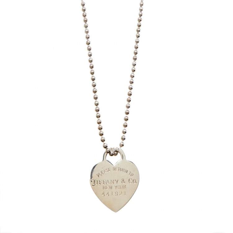 Pre Owned Tiffany & Co. Return To Tiffany Heart Tag Silver Pendant Necklace
