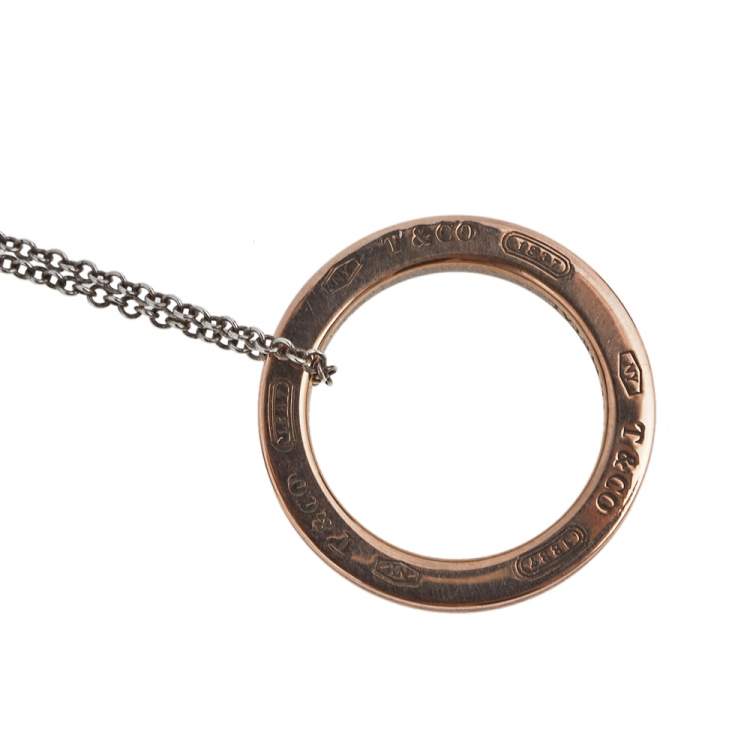Pre Owned Tiffany & Co. Sterling Silver Rubedo Circle Pendant Necklace