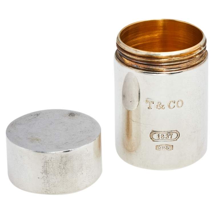 Tiffany & Co RARE Silver 1837 Circle Round Pill Box Container Case!