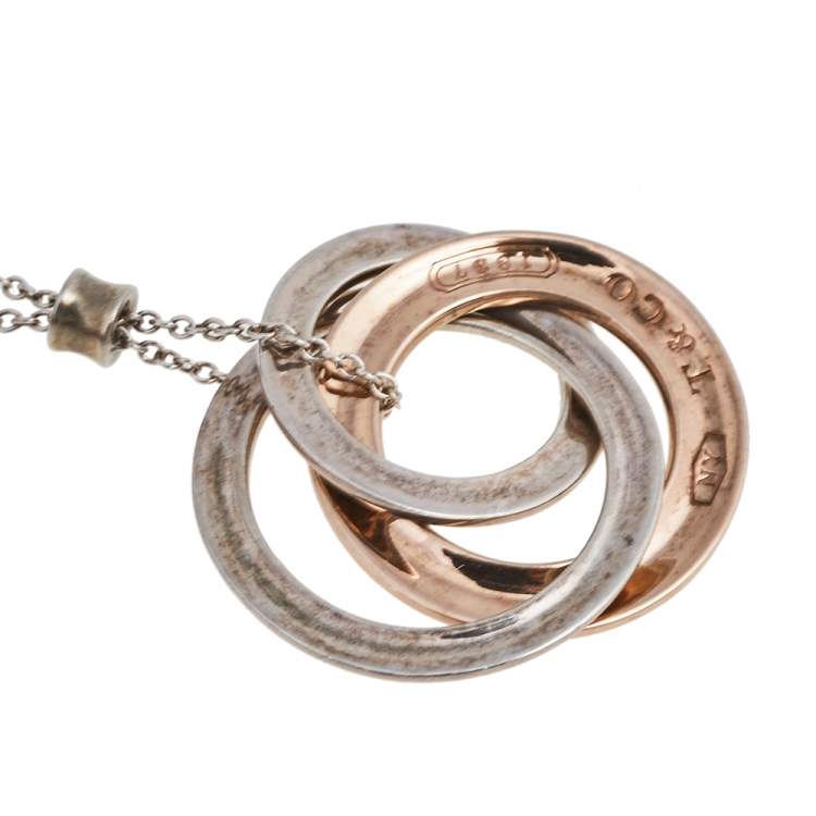 مملوكة مسبقًا Tiffany & Co. Tiffany 1837 Interlocking Circles Rubedo and Silver Pendant Necklace