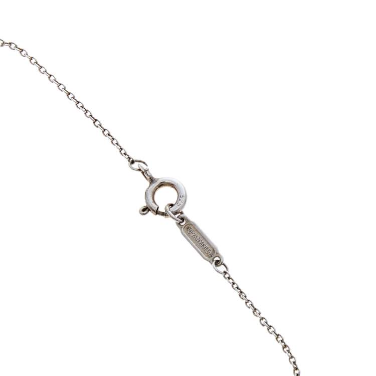 Pre Owned Tiffany & Co. Sterling Silver Enamel Beaded Heart Key Pendant Necklace