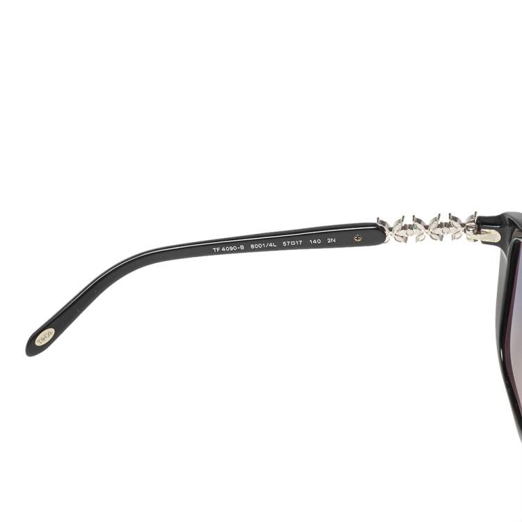 Pre Owned Tiffany & Co. Black/Blue Acetate TF 4090-B Crystal Embellished Gradient Sunglasses