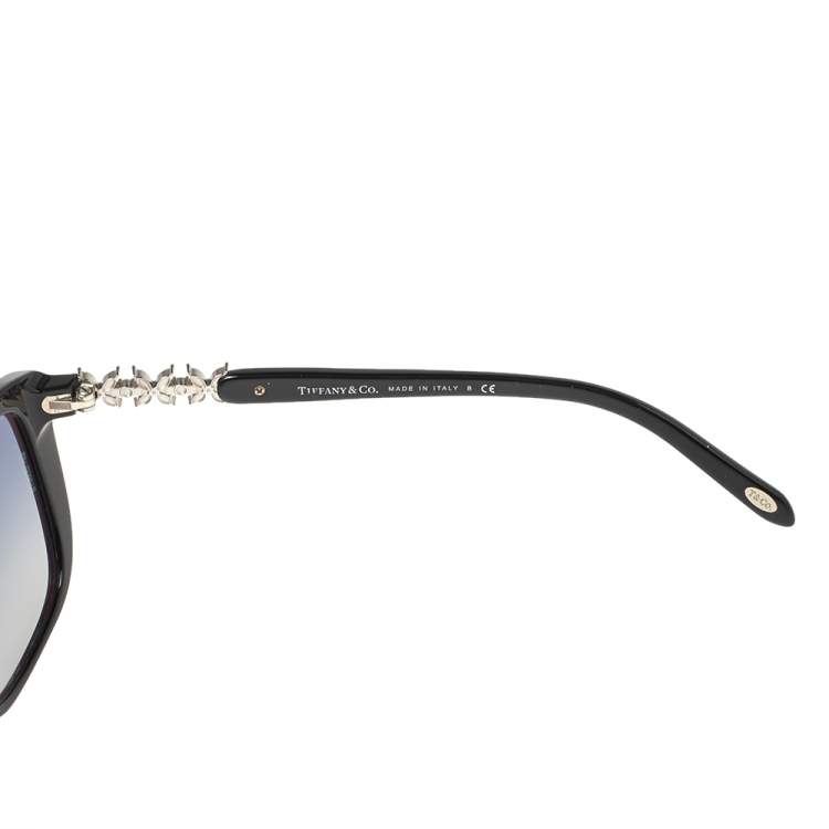 Pre Owned Tiffany & Co. Black/Blue Acetate TF 4090-B Crystal Embellished Gradient Sunglasses