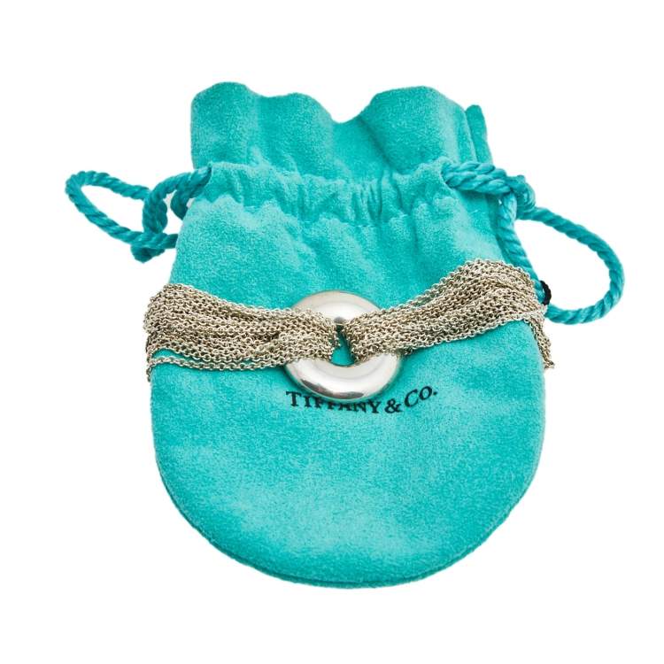 Pre Owned TIFFANY & CO. Mesh Circle Sterling Silver Toggle Bracelet