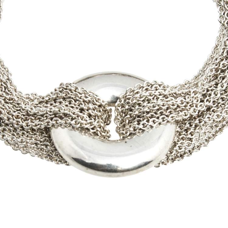 Pre Owned TIFFANY & CO. Mesh Circle Sterling Silver Toggle Bracelet