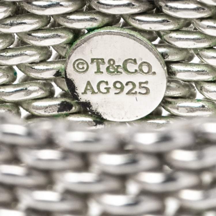 Pre Owned Tiffany & Co. Somerset Silver Band Ring Size 50.5