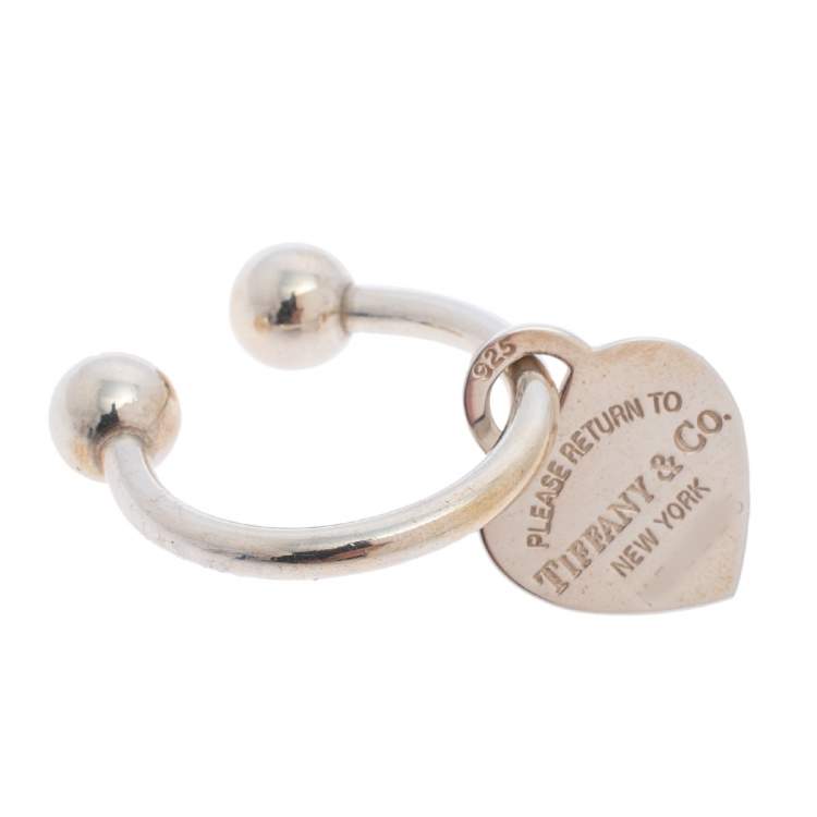 Pre Owned Tiffany & Co. Return To Tiffany Sterling Silver Heart Tag Key Ring