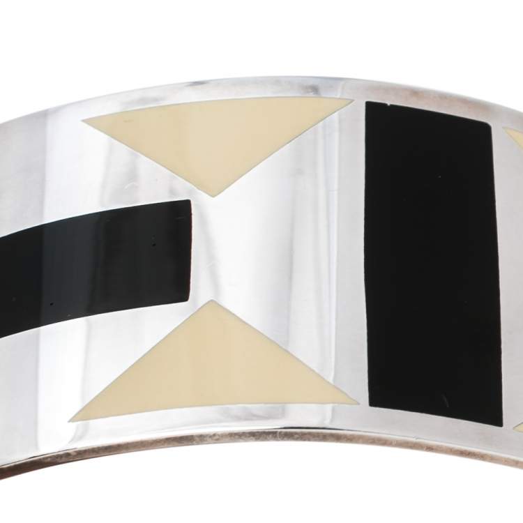 Pre Owned Tiffany & Co. Sterling Silver Paloma Picasso Zellige Enamel Bangle Bracelet