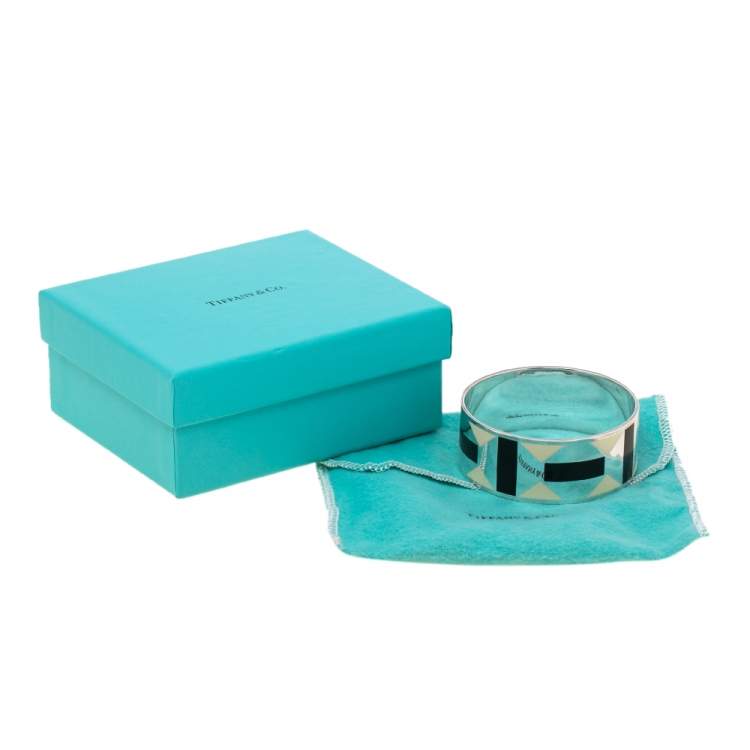 Pre Owned Tiffany & Co. Sterling Silver Paloma Picasso Zellige Enamel Bangle Bracelet