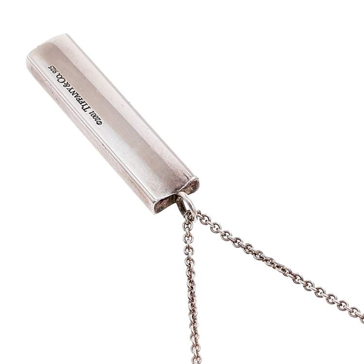 Pre Owned Tiffany & Co. Sterling Silver 1837 Bar Pendant Necklace