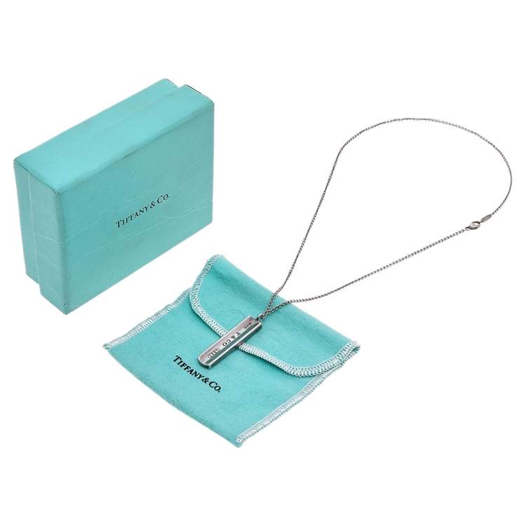 Pre Owned Tiffany & Co. Sterling Silver 1837 Bar Pendant Necklace