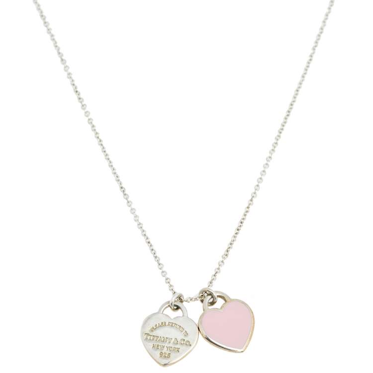 Tiffany & Co Return to Tiffany Heart Necklace Pink Double Heart Pendant  A925 Silver - Etsy Singapore