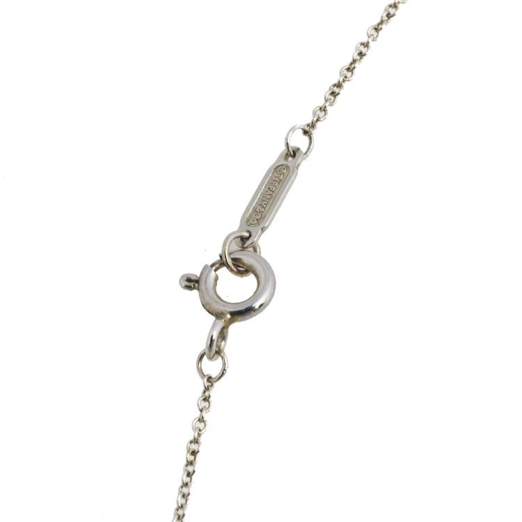 Pre Owned Tiffany & Co. Return to Tiffany Pink Enamel Double Heart Tag Silver Pendant Necklace 