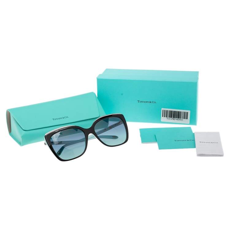 Pre Owned Tiffany & Co. Black/ Blue Gradient TF4135-B Crystal Detail Square Sunglasses