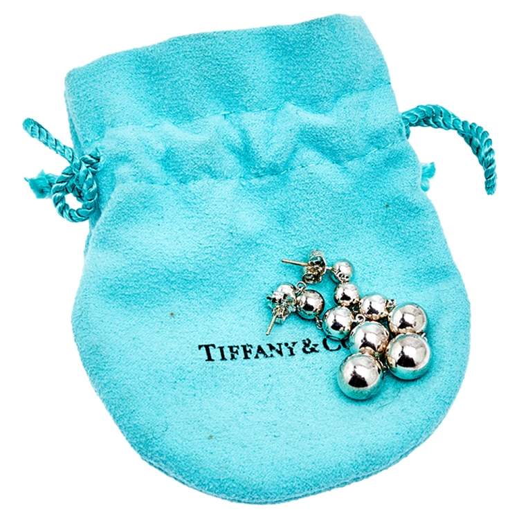 Pre Owned Tiffany & Co. Sterling Silver Graduated Bead Drop Earrings
