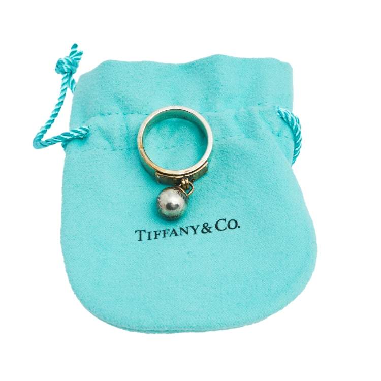 Pre Owned Tiffany & Co. HardWear Ball Sterling Silver Dangle Ring Size 57